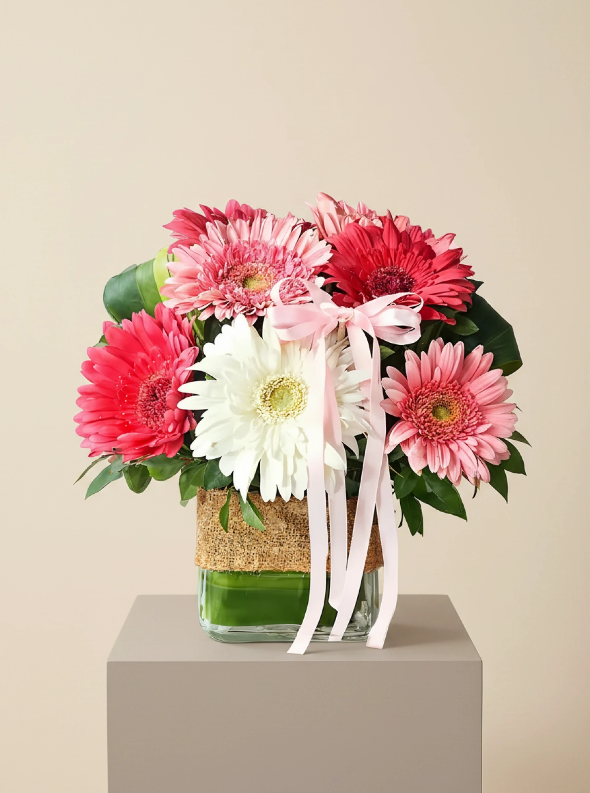 Vazoda Beyaz ve Pembe Gerbera